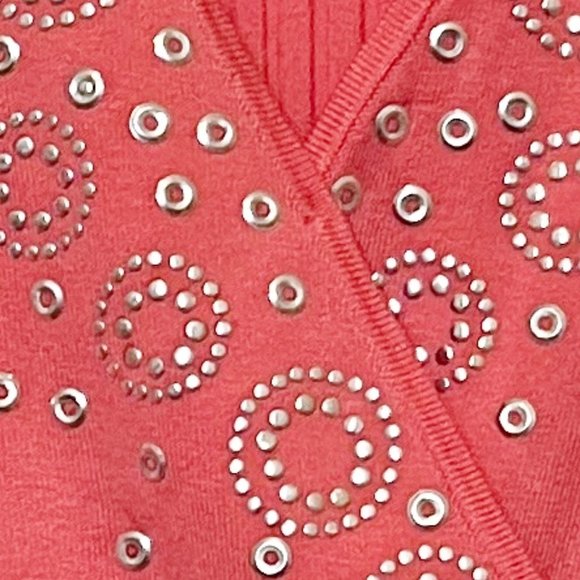 WR SWEATER (CANTALOUPE COLOR) WITH METAL ACCENTS SIZE L  Bust 36"  EUC - Picture 5 of 7